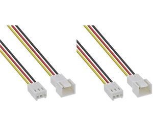 InLine 33328N - Cavo di prolunga per ventola a 3 poli Molex maschio a femmina con trasmissione del segnale tachimetro per PC, alloggiamento della ventola, 1 m (Confezione da 2)