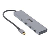 InLine® Hub USB 3.2 Gen.2 (10Gb/s), USB Type-C a 4 porte Type-C (1 Port Power Through fino a 100W), OTG, alloggiamento in alluminio, grigio, senza alimentatore di rete