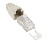 InLine 74590 - Connettore a crimpatrice schermato RJ45 con protezione antipiega, 100 pezzi, colore: Beige