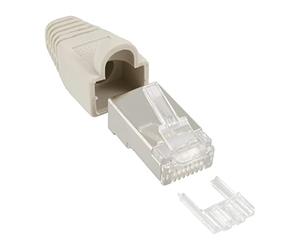 InLine 74590 - Connettore a crimpatrice schermato RJ45 con protezione antipiega, 100 pezzi, colore: Beige