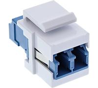 InLine 89988A LWL Keystone Snap-in - Giunto bianco Duplex LC/LC, singlemode, con manicotto in ceramica blu