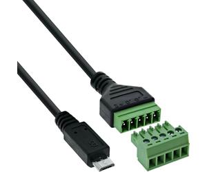 Inline 92504C - Cavo adattatore micro USB maschio a blocco terminale a 5 poli, cavo di collegamento per dati e corrente, 1 m di lunghezza