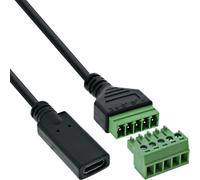 Inline 92504F - Cavo adattatore USB-C femmina a blocco terminale a 5 poli, cavo di collegamento per alimentazione e linee dati, codificato a colori, 1 m