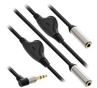 InLine 99253A - Cavo audio sottile a Y, jack 3,5 mm, ST su 2 jack BU, con controllo del volume, 0,25 m