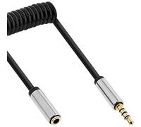 InLine 99281 Slim Audio Cavo Jack a Spirale 3,5 mm ST/BU, 4 Pin, Stereo, 1 m