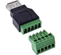 Inline Adattatore da USB-A femmina a morsettiera, 5 pin, senza cavo, ideale per cablaggio fai da te, collegamento senza saldatura, compatto e robusto, 92504B