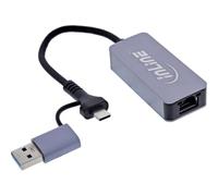 Inline Adattatore di rete USB 3.2 da 5 Gb/s, USB-C e USB-A a RJ45, adattatore Gigabit LAN per notebook, PC, server, supporto NBASE-T, 33380T