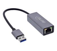 Inline Adattatore di rete USB 3.2 da USB-A a RJ45, adattatore Gigabit LAN per connessione stabile, Plug & Play, alloggiamento in alluminio, 3380P