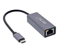 Inline Adattatore di rete USB 3.2 USB-C a RJ45, adattatore Gigabit LAN per una connessione stabile, Plug & Play, alloggiamento in alluminio, 3380Q