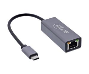 Inline Adattatore di rete USB 3.2 USB-C a RJ45, adattatore Gigabit LAN per una connessione stabile, Plug & Play, alloggiamento in alluminio, 3380Q