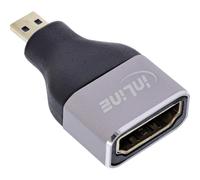 Inline Adattatore HDMI A femmina a Micro D maschio, 8K UHD, contatti dorati, alloggiamento in alluminio, per collegamento e estensione di cavi HDMI, 17991B