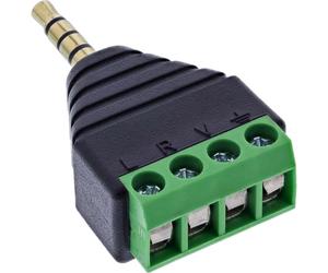 Inline Adattatore jack da 3,5 mm a 4 poli per blocco terminale per stereo e microfono, morsetto a vite audio, prototipazione di riparazione AV fai da te, 92504J