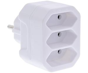 InLine® Adattatore per presa con maggiore protezione da contatto, 3 prese europee su spina di protezione, bianco, 16471A
