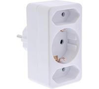 InLine Adattatore per presa con protezione da contatto, 2 Euro + 1 presa con contatto di protezione su spina di contatto, bianco, 16471B