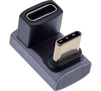 InLine® Adattatore USB 4 maschio USB-C a presa USB-C 180°, velocità dati 40 Gb/s 240 W Power Delivery, 8 K @60 Hz Video, alloggiamento in alluminio, grigio