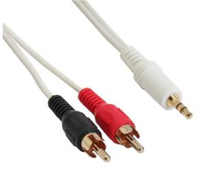 InLine® Audio Cable 2x RCA male to 3.5mm male Stereo white/gold 5m