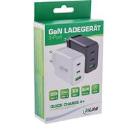 InLine Caricabatteria USB-C GaN 3 porte 2x USB-C + USB-A 65 W bianco 31506E