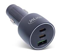 InLine Caricabatterie da auto USB-C da 100 W, 5 A, 2 x USB-C Power Delivery 3.0, 1 x USB-A QC 3.0, con luce LED bianca, accendisigari, per notebook, iPhone/Pro/mini, iPad Pro/Air/mini, Galaxy e altro