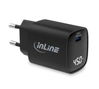 InLine Caricatore USB, 1 porta, display digitale con consumo energetico, 1 x USB-C, GaN, 45 W, caricatore rapido, PD3.0, alimentatore per iPhone/Pro/Mini, Samsung e altro ancora, nero, 31551