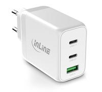 InLine Caricatore USB a 3 porte, 2 x USB-C, 1 x USB-A, tecnologia GaN, 65 W, caricatore rapido, PD3.0, QC 4+, alimentatore di rete per MacBook/Air, iPhone/mini, iPad, Pixel e altro, bianco, 31506E