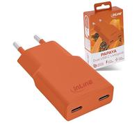 Inline Caricatore USB-C 30W, GaN Alimentatore con Dual USB-C, PD, PPS, Ricarica Rapida per Smartphone, Tablet, Papaya/Arancione, 31590O