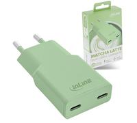 Inline Caricatore USB-C 30W, GaN Alimentatore di Alimentazione con Dual USB-C, PD, PPS, Ricarica Rapida per Smartphone, Tablet, Matcha Latte/Verde, 31590G