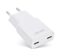 InLine Caricatore USB-C ultra compatto, 2 porte, 30 W, caricabatterie rapido, Power Delivery, PPS, alimentatore/adattatore per iPhone/Pro/Mini, iPad, pixel, Samsung e altro, bianco, 31509C
