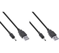 InLine® Cavo adattatore di alimentazione USB DC maschio a DC 3,5 x 1,35 mm, nero, 2 m (Confezione da 2)