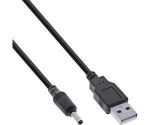 InLine® Cavo adattatore di alimentazione USB DC maschio a DC 3,5 x 1,35 mm, nero, 3 m