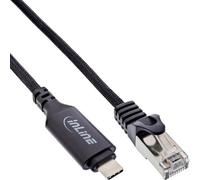 InLine® Cavo adattatore di rete USB 3.2, USB-C a RJ45, Gigabit LAN, Cat.6, connessione Ethernet per notebook, tablet, switch, 5 m, 33381B