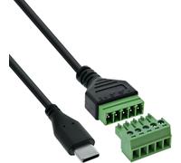 Inline Cavo adattatore USB-C maschio a blocco terminale a 5 poli, cavo di collegamento per alimentazione e linee dati, codificato a colori, 1 m, 92504E