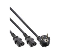 InLine Cavo alimentaz.Y Shu.cko 90° a 2x presa C13 nero 3m 3 m 3-pole IEC 16657E