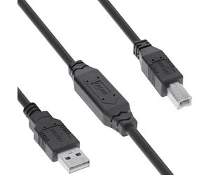InLine® Cavo attivo USB 2.0 con amplificazione del segnale, da USB-A a USB-B, prolunga cavo stampante, 15 m, 34512A
