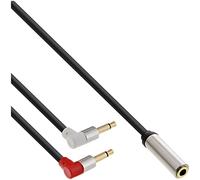 INLINE Cavo Audio Slim Mobile adattatore Aereo 2x Jack 3,5mm maschio Mono a 1x Jack 3,5 femmina Stereo 0,15m [99251]