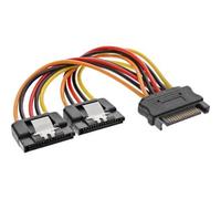 InLine Cavo di alim. a Y, 1x Sata 15pin M a 2x SATA 15pin F, con ling., 0,15m