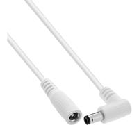 InLine Cavo di prolunga DC, spina angolare 5,5 x 2,5 mm, bianco, 5 m | 5 m, AWG 18, 12-24 V DC, 140 W, presa dritta, guaina in PVC, guaina per cavi salvaspazio