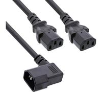 InLine Cavo di rete a Y per dispositivi freddi, da IEC-C14 a 2 x IEC-C13, 1 | Versione nera, passacavi salvaspazio per situazioni di montaggio compatte