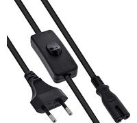 InLine Cavo di rete Euro con interruttore, spina di rete CEE 7/16 a IEC-C7, 2 poli, cavo di alimentazione per dispositivi AV, nero, 10m, 16159