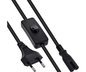InLine Cavo di rete Euro con interruttore, spina di rete CEE 7/16 a IEC-C7, 2 poli, cavo di alimentazione per dispositivi AV, nero, 10m, 16159