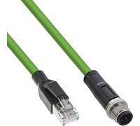 InLine Cavo di rete industriale, M12 4 pin codificato D maschio a RJ45, Ethernet Cat. 5e M12 4 poli, PUR, 3 m, 40403