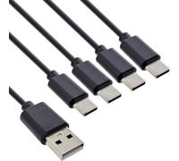 InLine® Cavo di Ricarica a Y USB 4in1, 1x Spina USB-A/ 4X Spina USB-C, Nero 0,5m