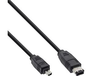 InLine Cavo FireWire 34642, connettore IEEE1394 a connettore a 6 pin, nero, 1,8 m