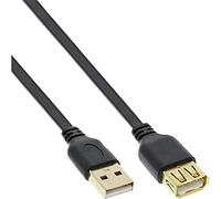 InLine® Cavo USB 2.0 A maschio / A femmina, Piatto, prolunga, dorato, nero, 1,5m