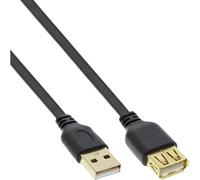 InLine® Cavo USB 2.0 A maschio / A femmina, Piatto, prolunga, dorato, nero, 1,5m