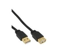 InLine 21475 Cavo USB 2.0, Piatto, Prolunga, Type-A, Maschio/Femmina, Pin Dorati, 2 m, Nero