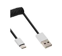 InLine Cavo USB 2.0 C M/A M alluminio spirale nero 2,4A@1m 1,5A@3m 2m 35872