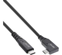 InLine Cavo USB 4, 240 W, cavo di ricarica USB-C a USB-C, ad angolo singolo, PD 3.1, 40 Gb/s, 8K a 60Hz, Thunderbolt 3, per schermi, dischi rigidi, schede grafiche, smartphone e altro, 0,5 m, nero,