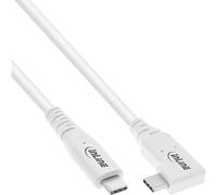 InLine Cavo USB 4, 240 W, cavo di ricarica USB-C a USB-C, ad angolo singolo, PD 3.1, 40 Gb/s, 8K a 60Hz, Thunderbolt 3, per schermi, dischi rigidi, schede grafiche, smartphone e altro, 1,5 m, bianco,