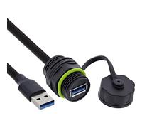Inline Cavo USB A protetto, IP68, schermato, USB A femmina a maschio, cavo da 50 cm integrato, collegamento USB resistente alle intemperie per tecnologia ed esterni, 69927S