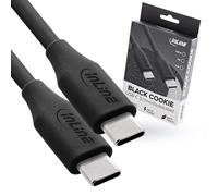 InLine Colour your Charge 35891 - Cavo di ricarica veloce da USB C a USB C, in silicone, flessibile, per iPhone 16 15 iPad Galaxy S23 S22 S21 Pixel Tablet, 1 m, Black Cookie